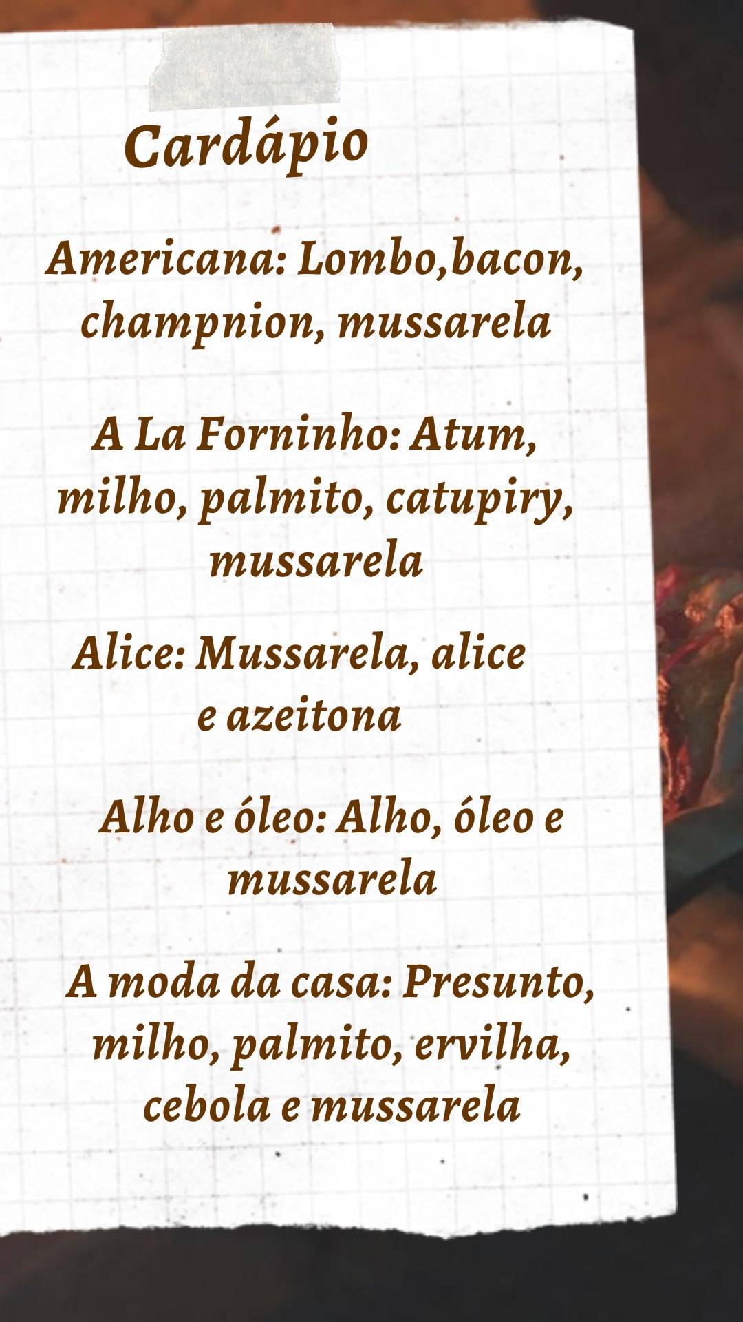 Pizzaria Forninho cardápio