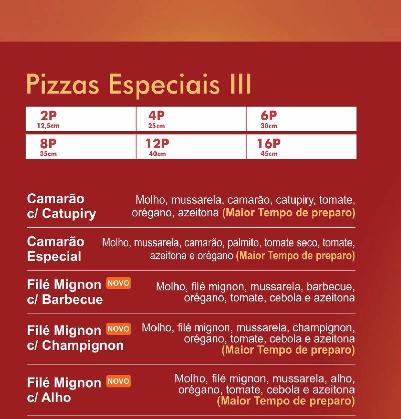 Pizzaria Holandês cardápio