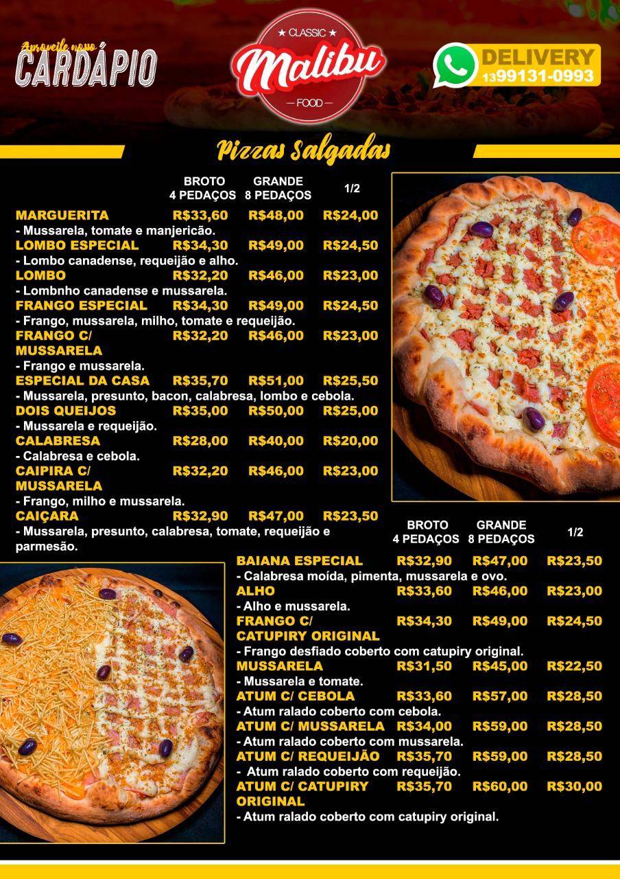 Pizzaria Malibu cardápio