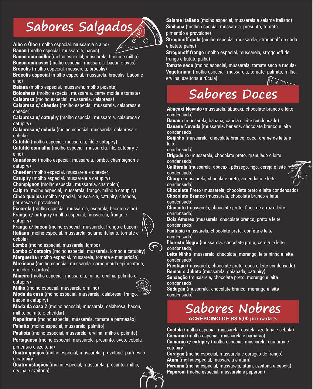 Pizzaria R&J cardápio