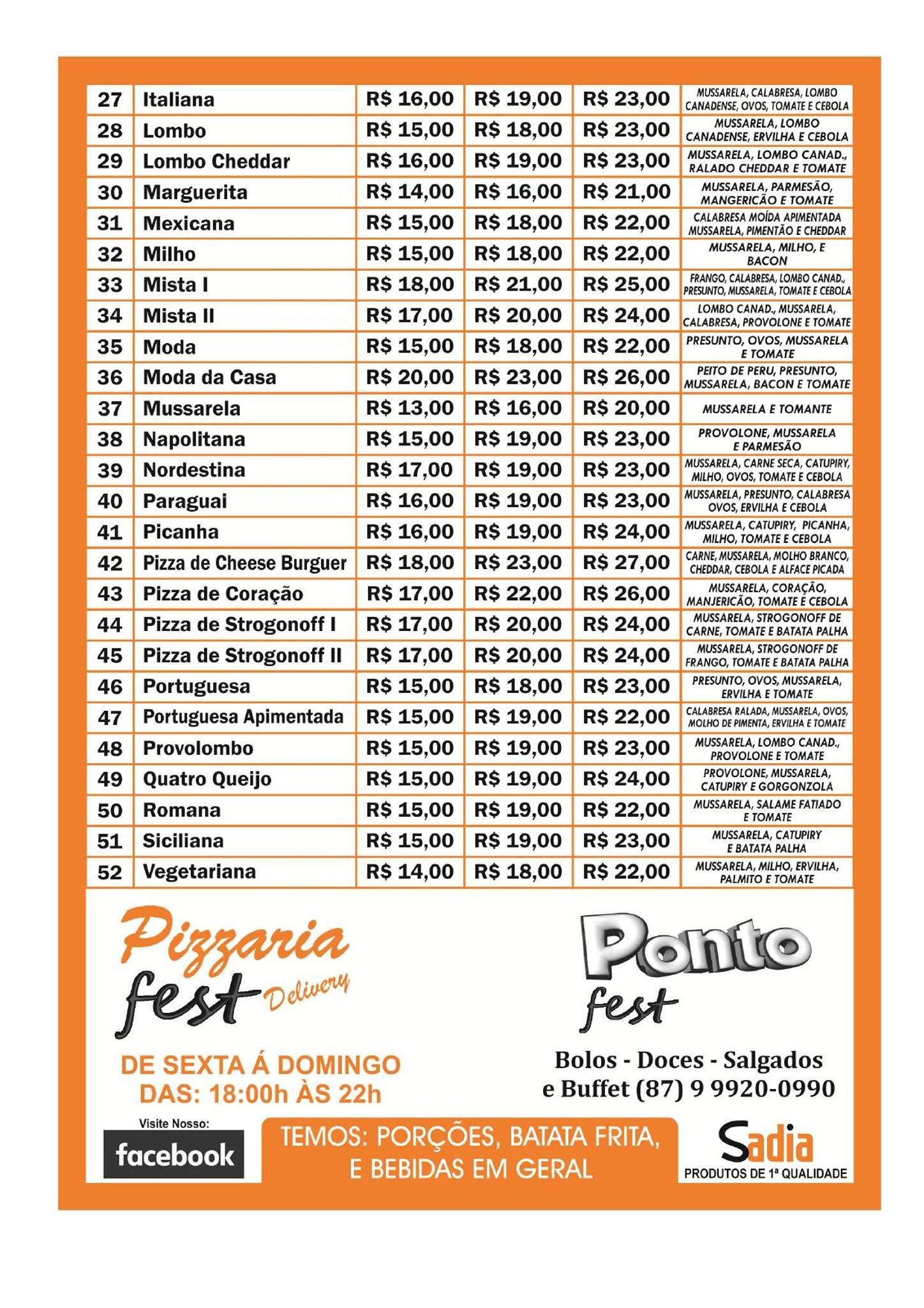 Pizzaria Lajedo PE cardápio