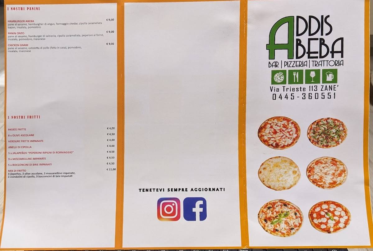 Menu di Pizzeria Addis Abeba 
