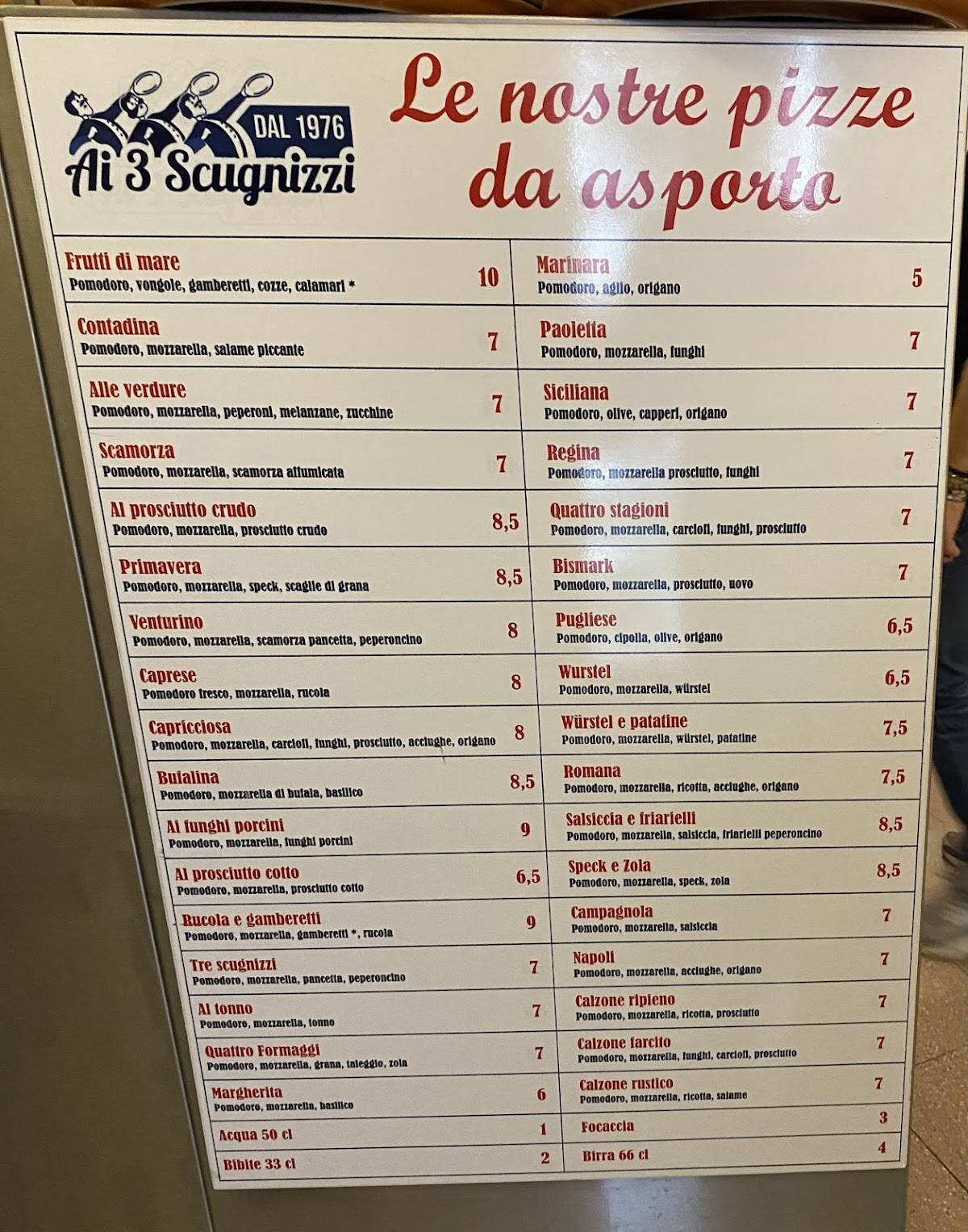 Menu di Ai Tre Scugnizzi 