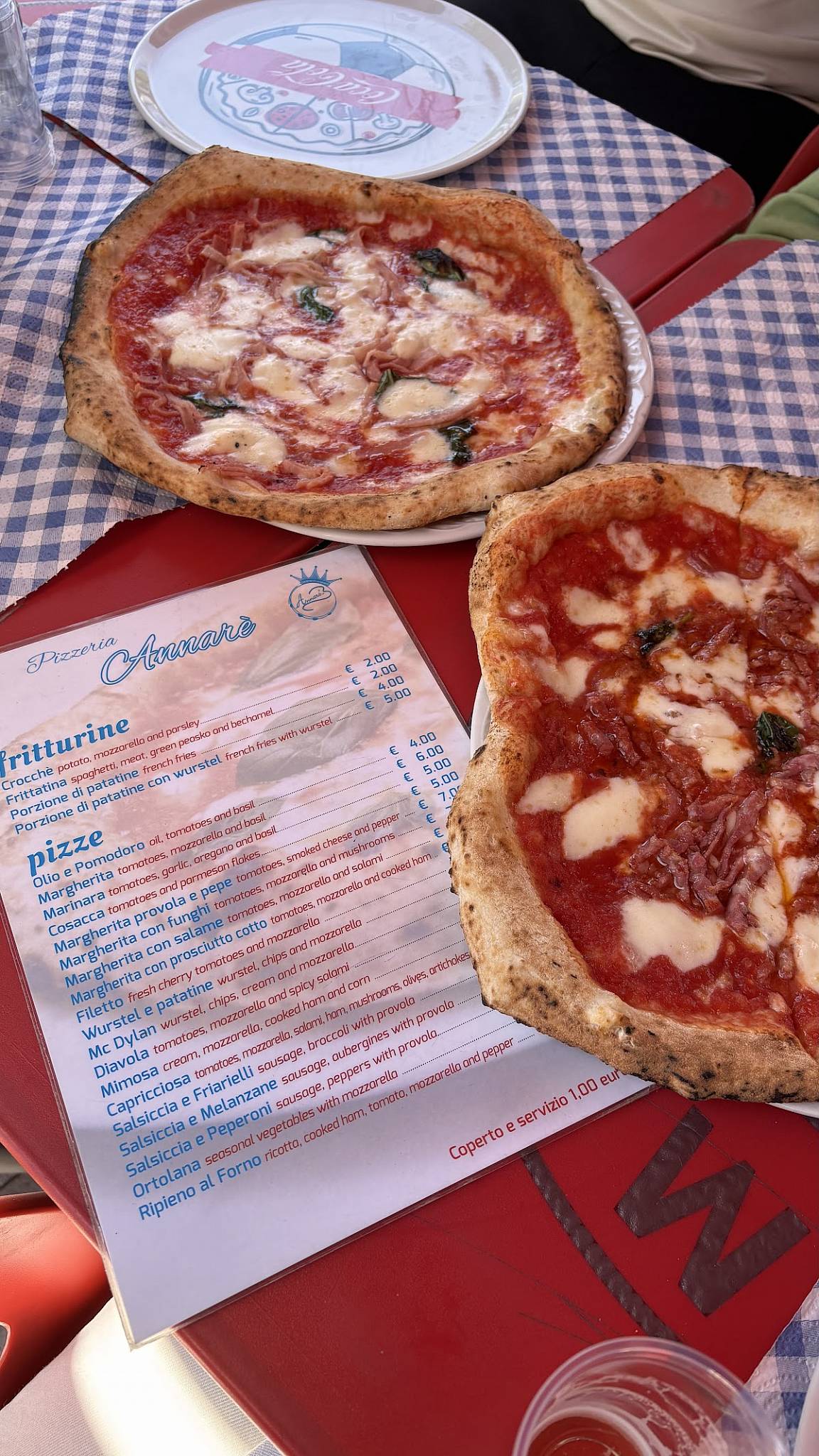 Menu di Pizzeria Annarè aereoporto Napoli 