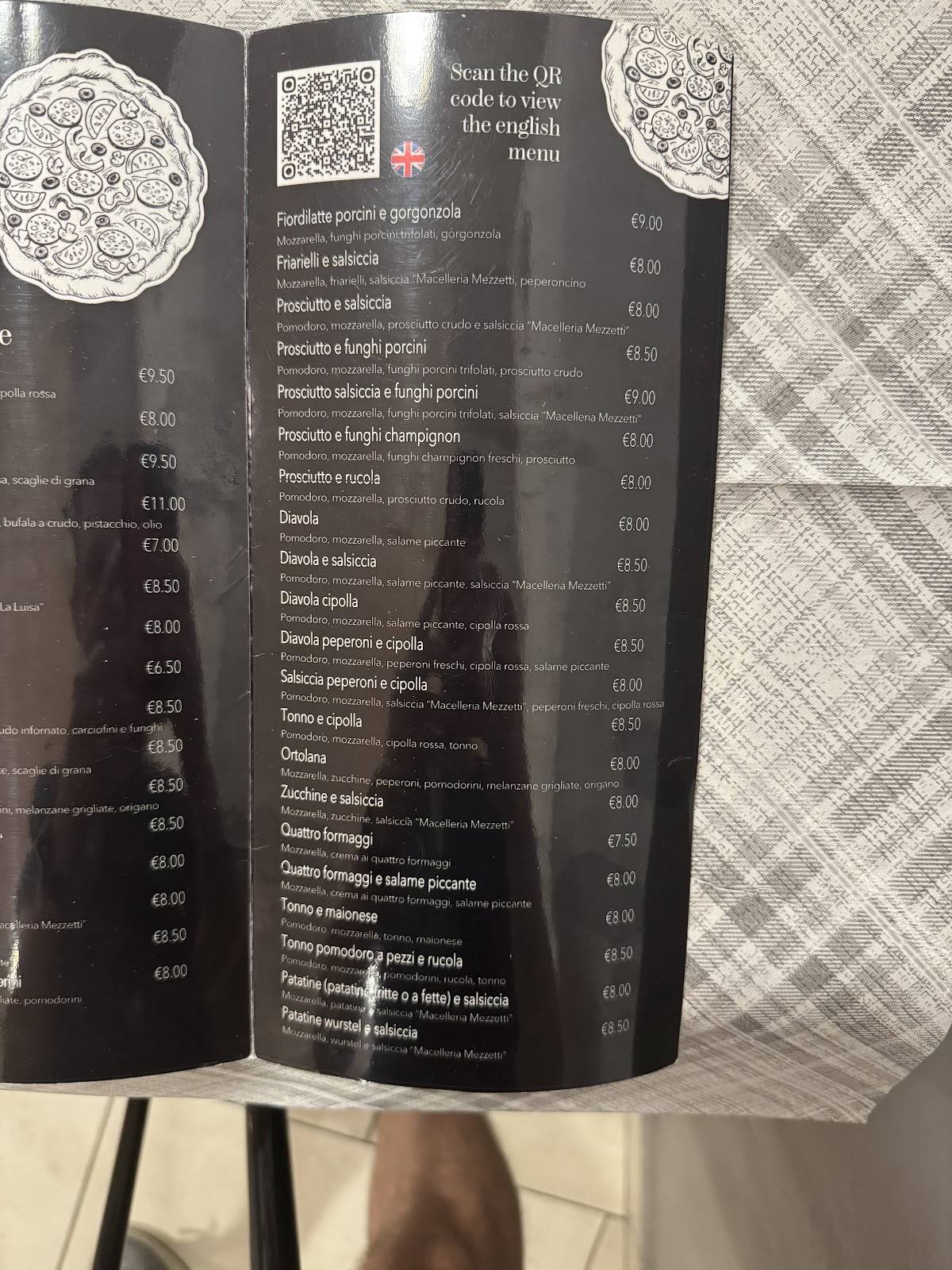 Menu di Pizzeria Bar Roma "La Rotella" 