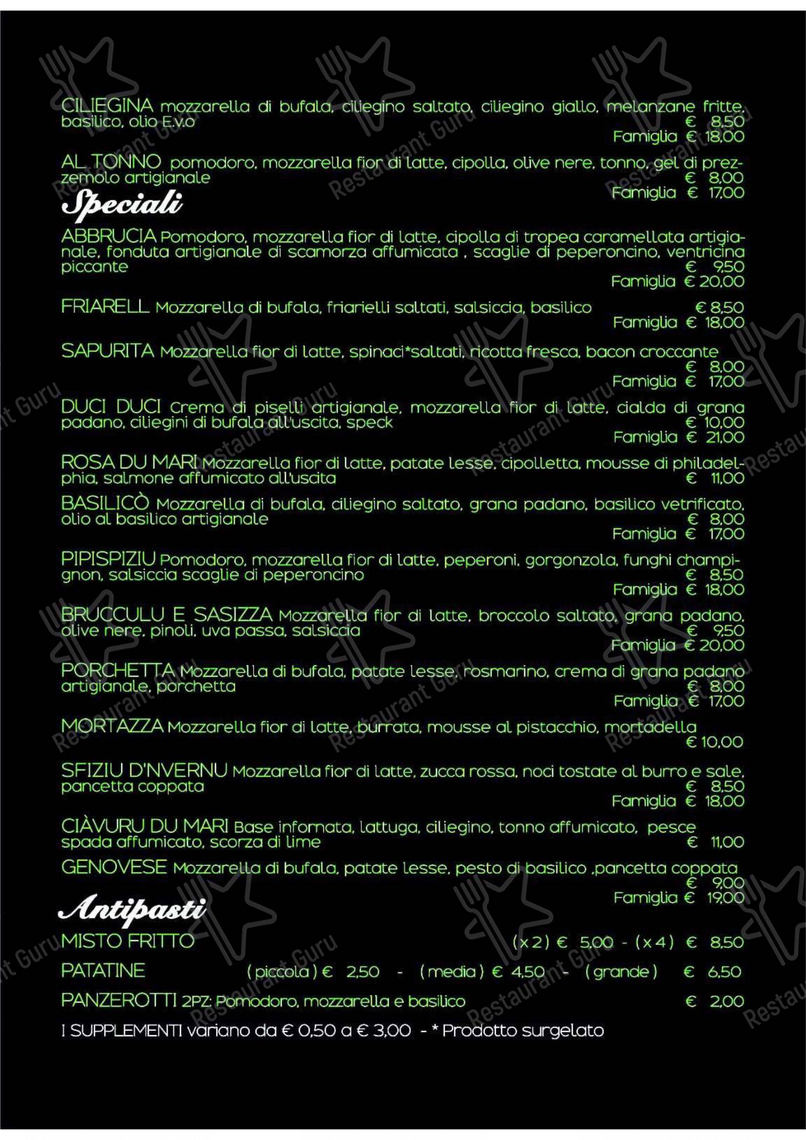 Menu per Pizzeria Basilicò in Caltanissetta