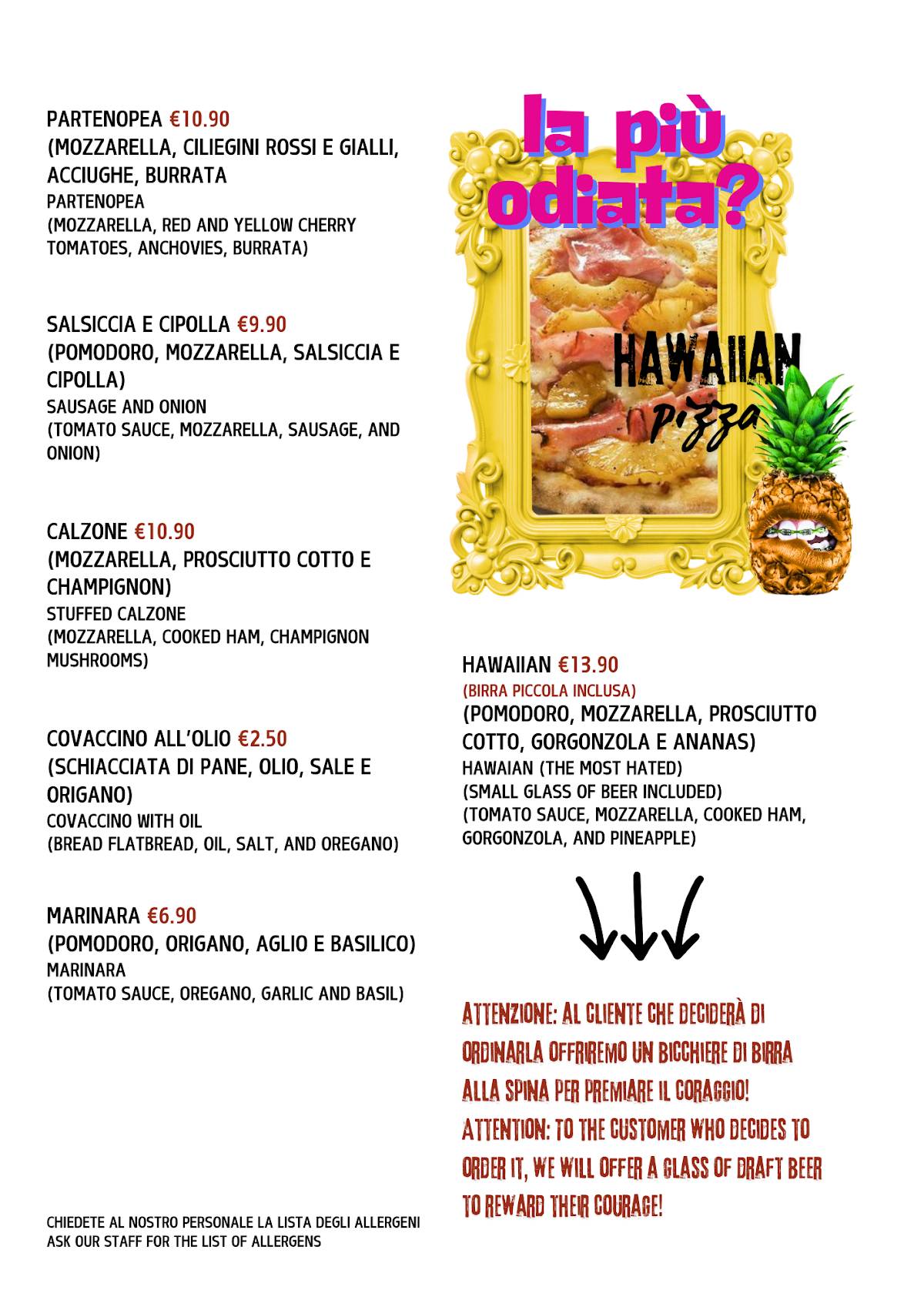 Menu di CENTRALE Ristorante Pizzeria 