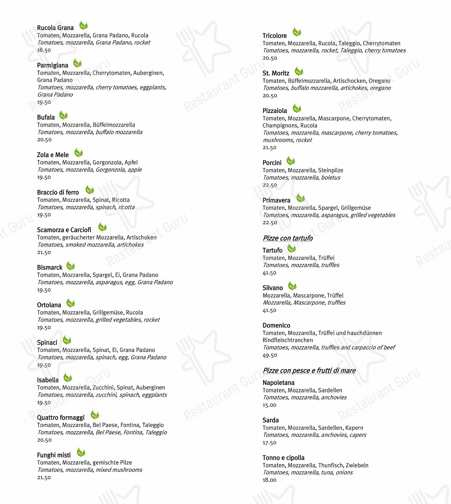 Menu di CARUSO – Pizza & Pasta - Group Booking Menu