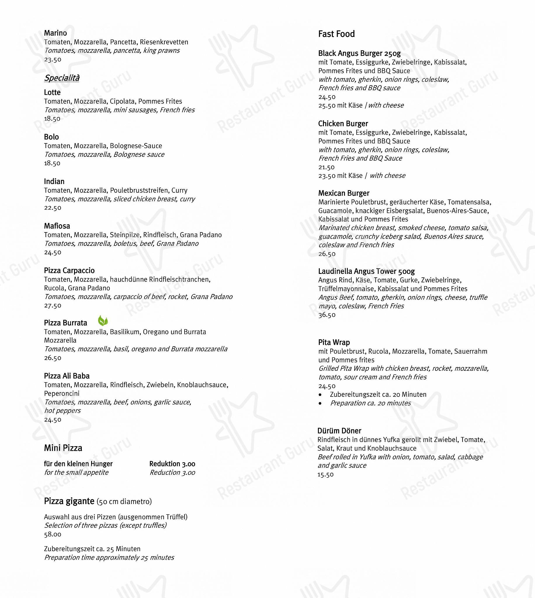 Menu di CARUSO – Pizza & Pasta - Group Booking Menu