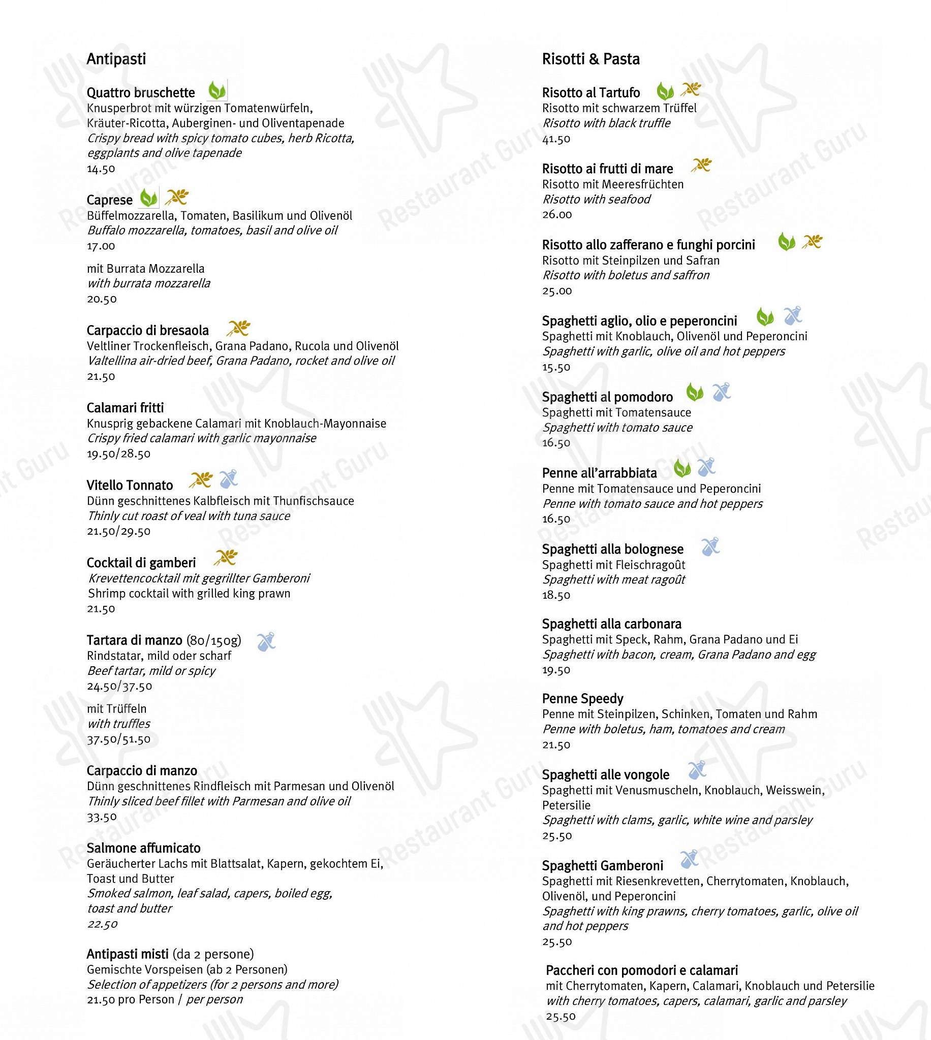 CARUSO – Pizza & Pasta in San Maurizio - Group Booking Menu