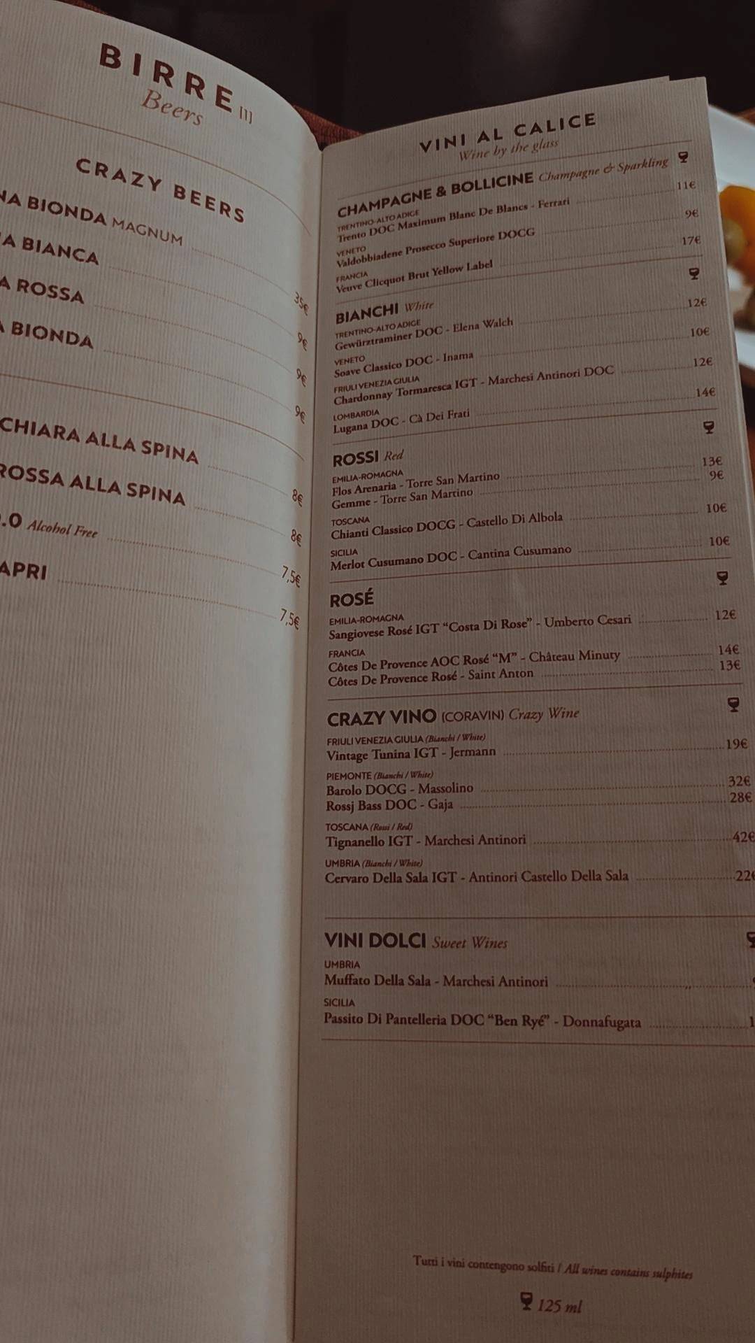 Menu di Crazy Pizza Rome 