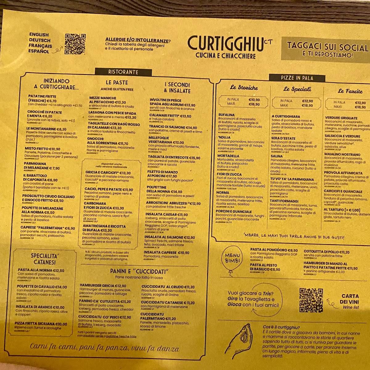 Menu di Curtigghiu - Catania 