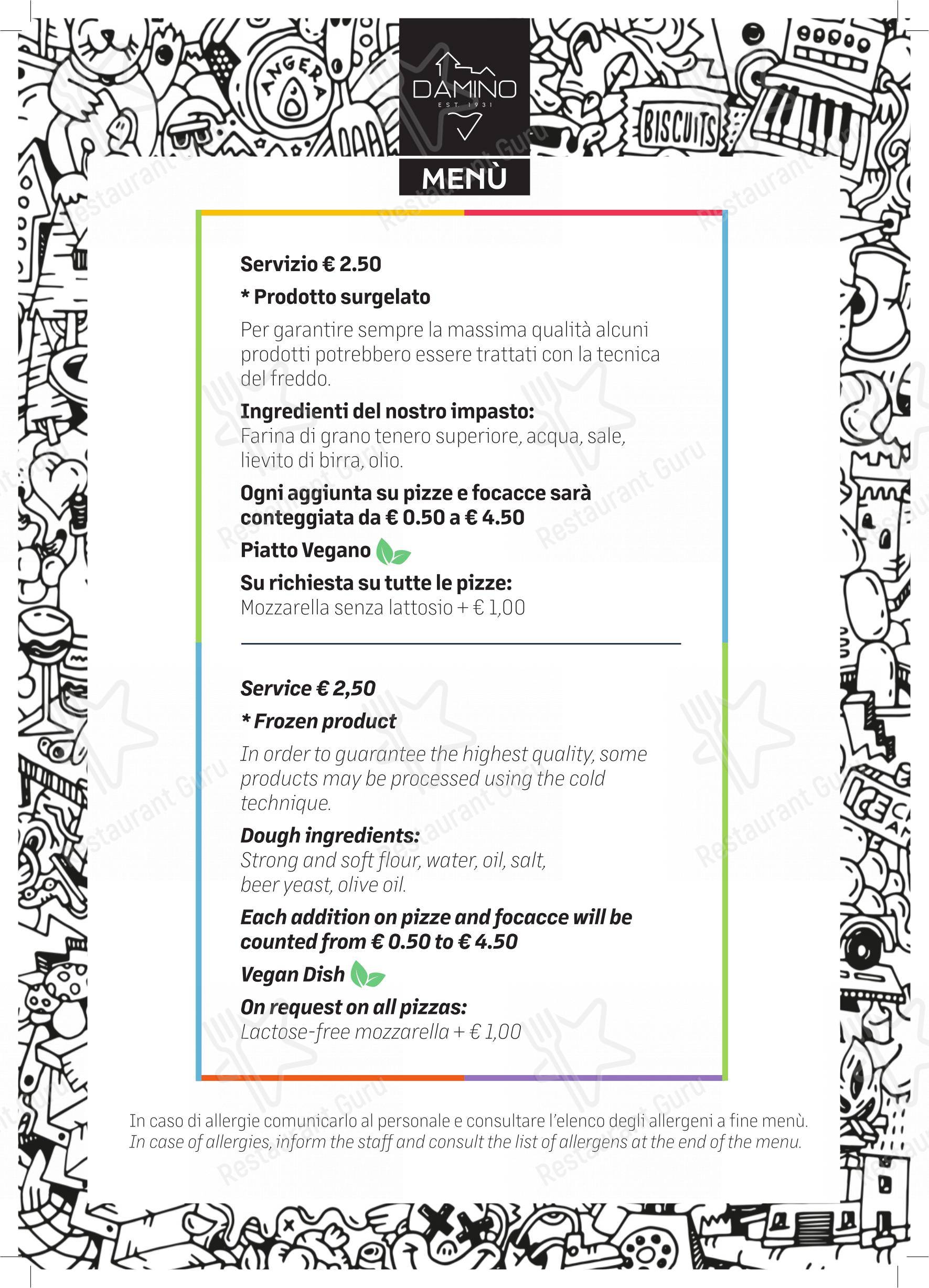 Pizzeria Damino in Angera - Menu
