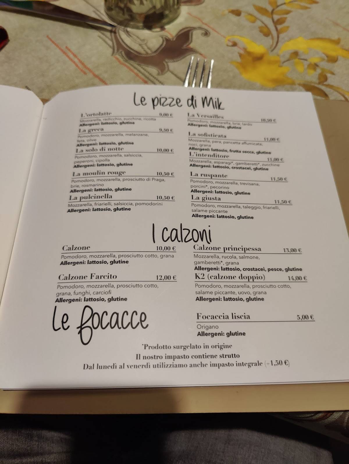 Menu di Pizzeria Dollaro 