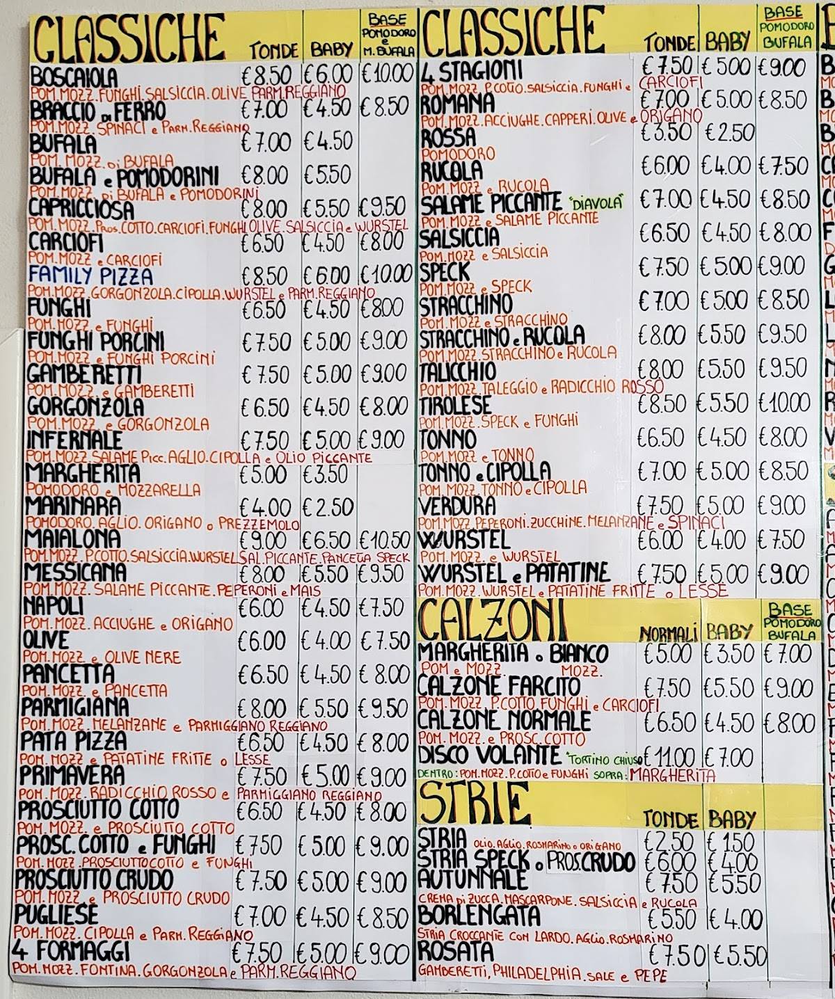Menu di FAMILY PIZZA 