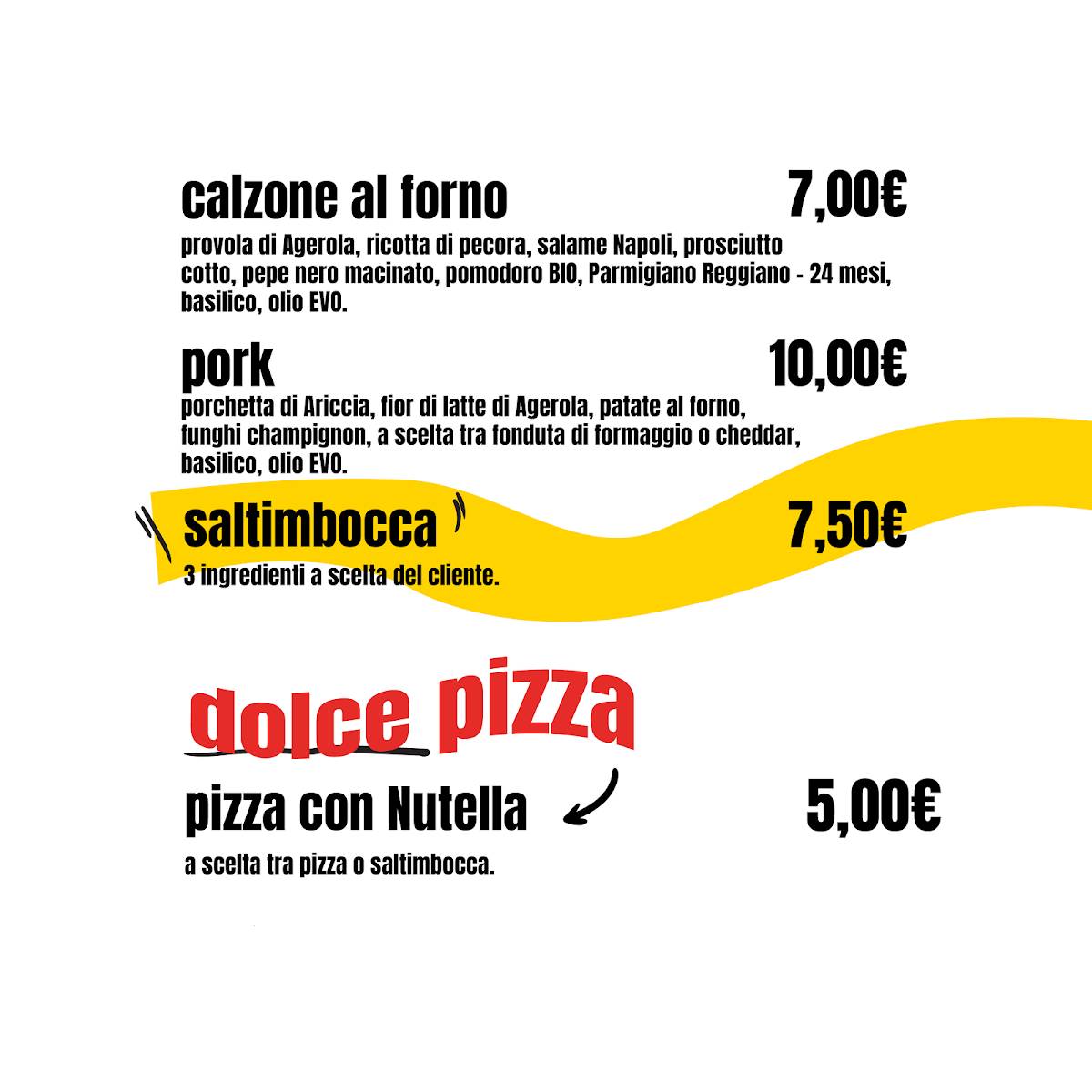 Menu di Pizzeria Fariná 