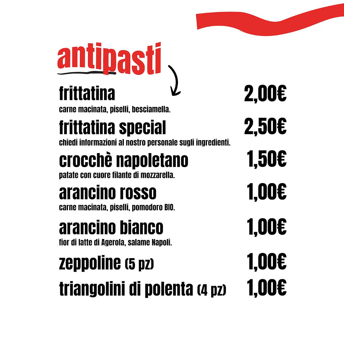 Menu di Pizzeria Fariná 