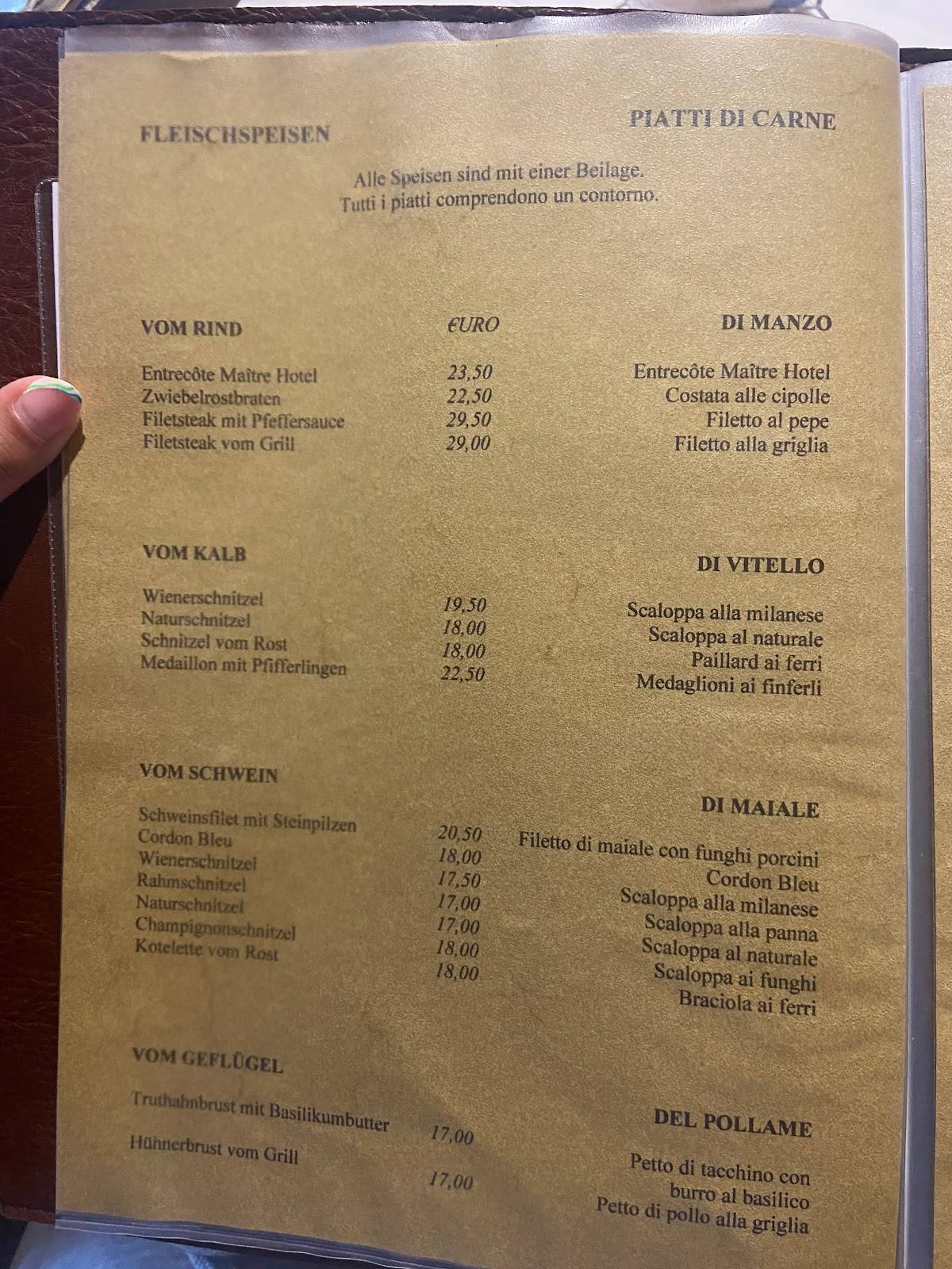Menu di Gasthof Toni 