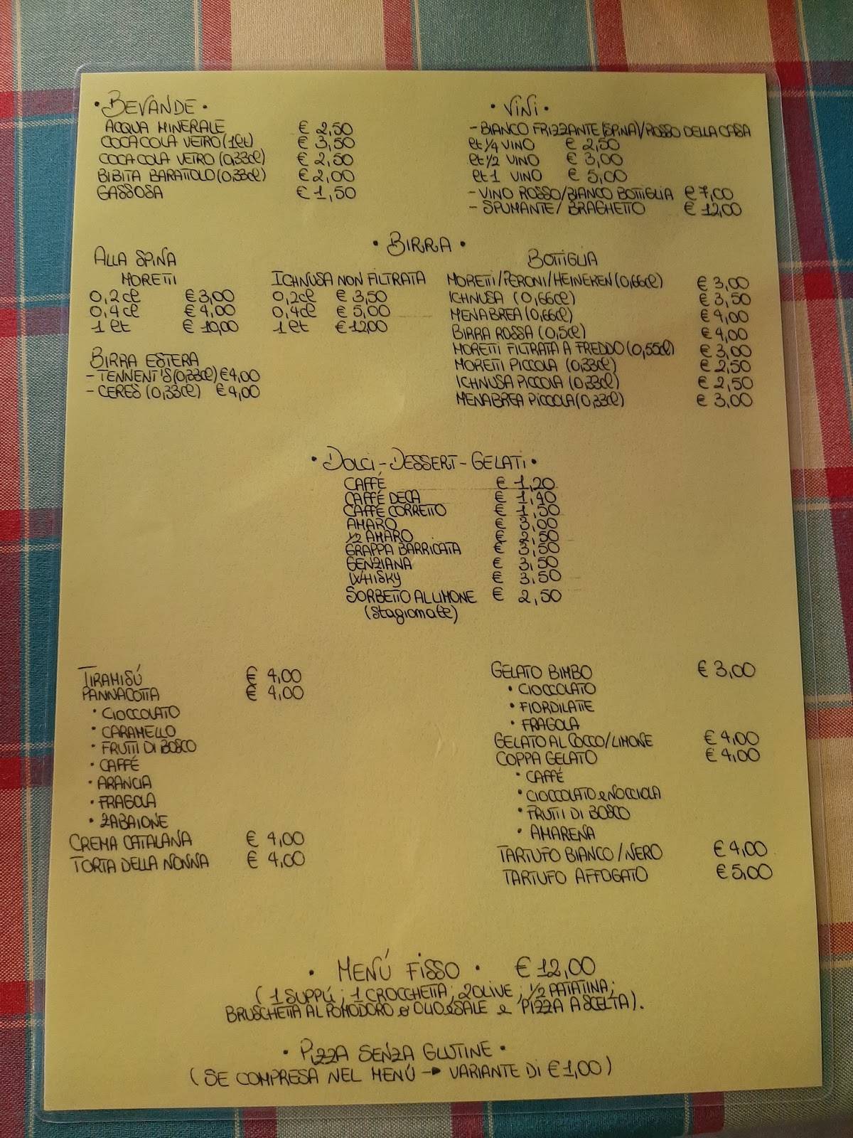 Menu di I Due Pini 