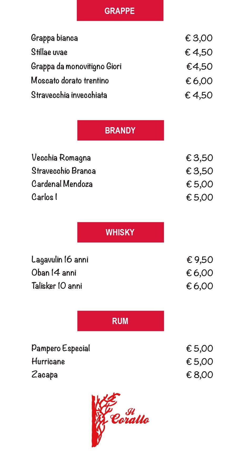 Menu di Pizzeria Il Corallo 