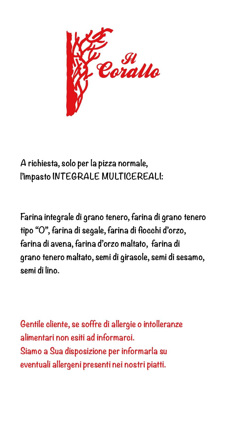Menu di Pizzeria Il Corallo 