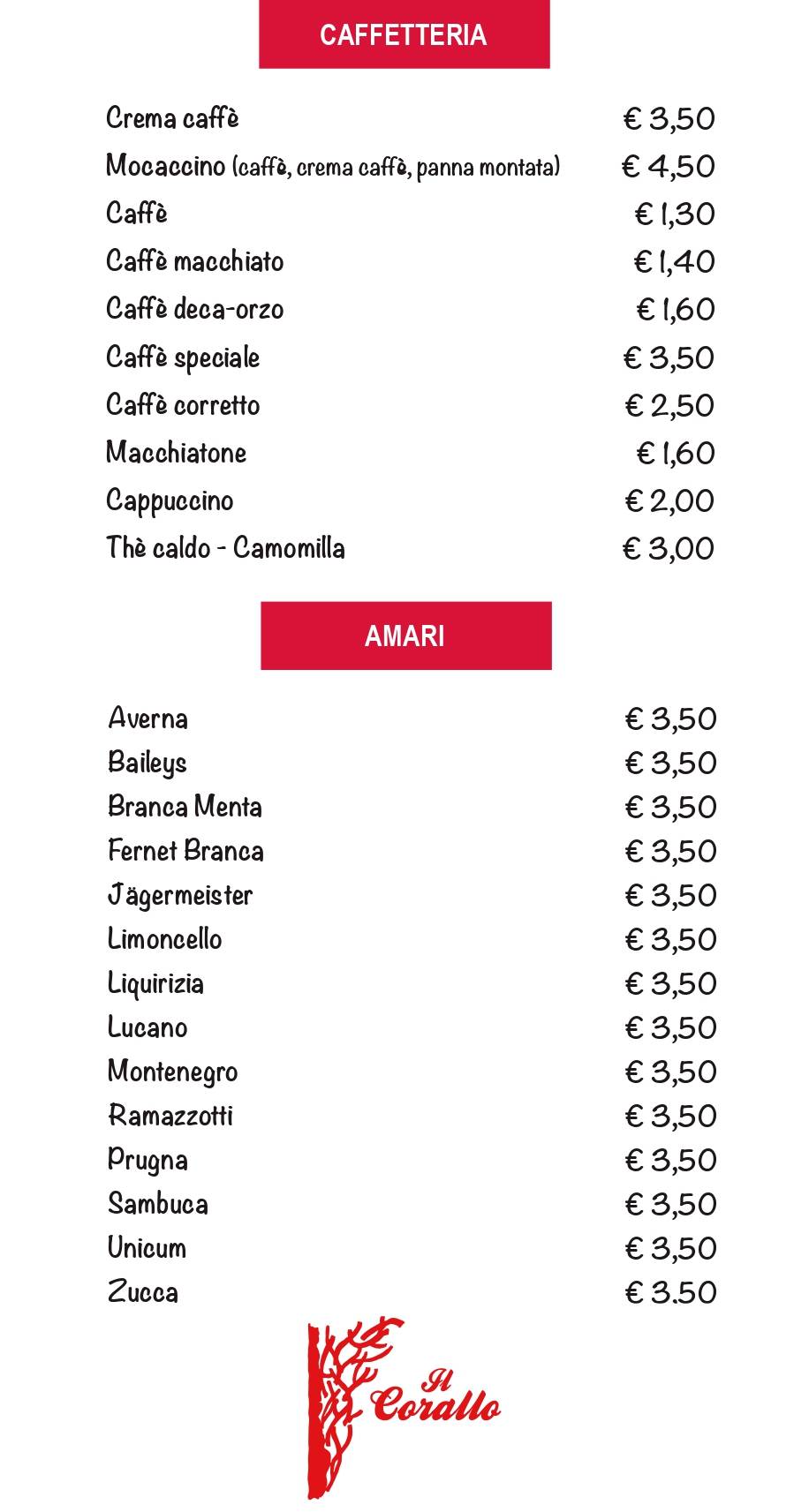 Menu di Pizzeria Il Corallo 