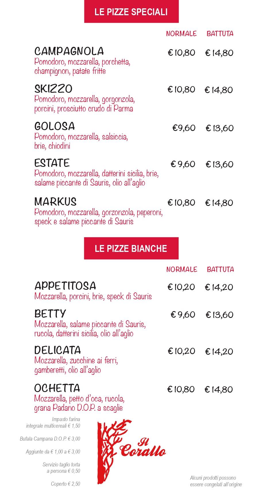 Menu di Pizzeria Il Corallo 