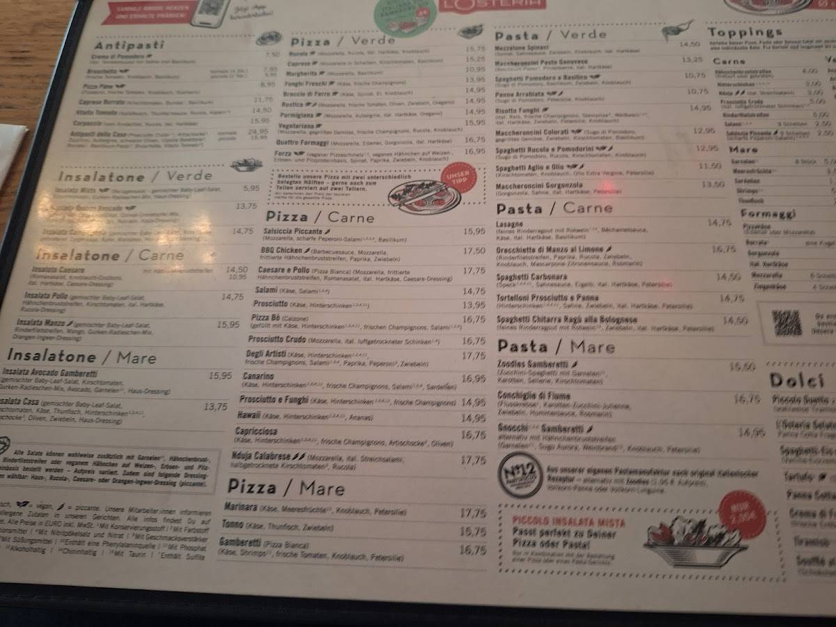 Menu de L'Osteria