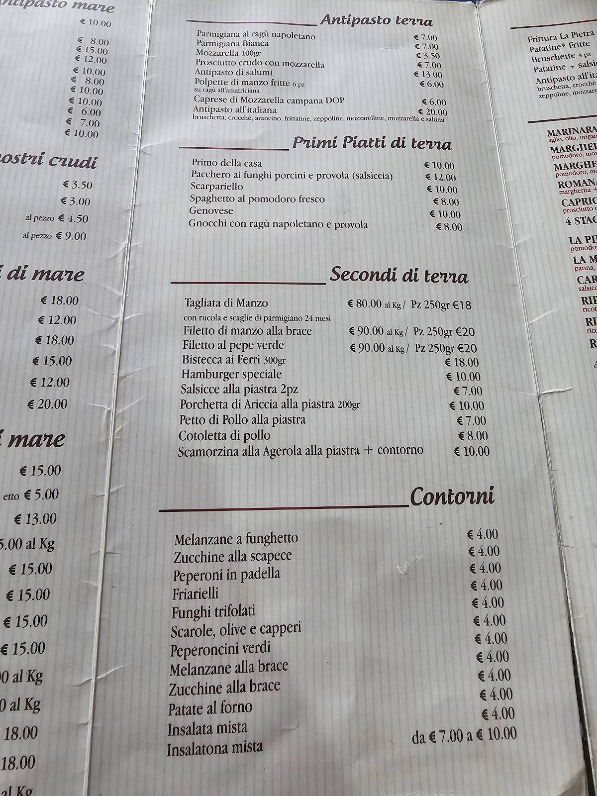 Menu di La Pietra 