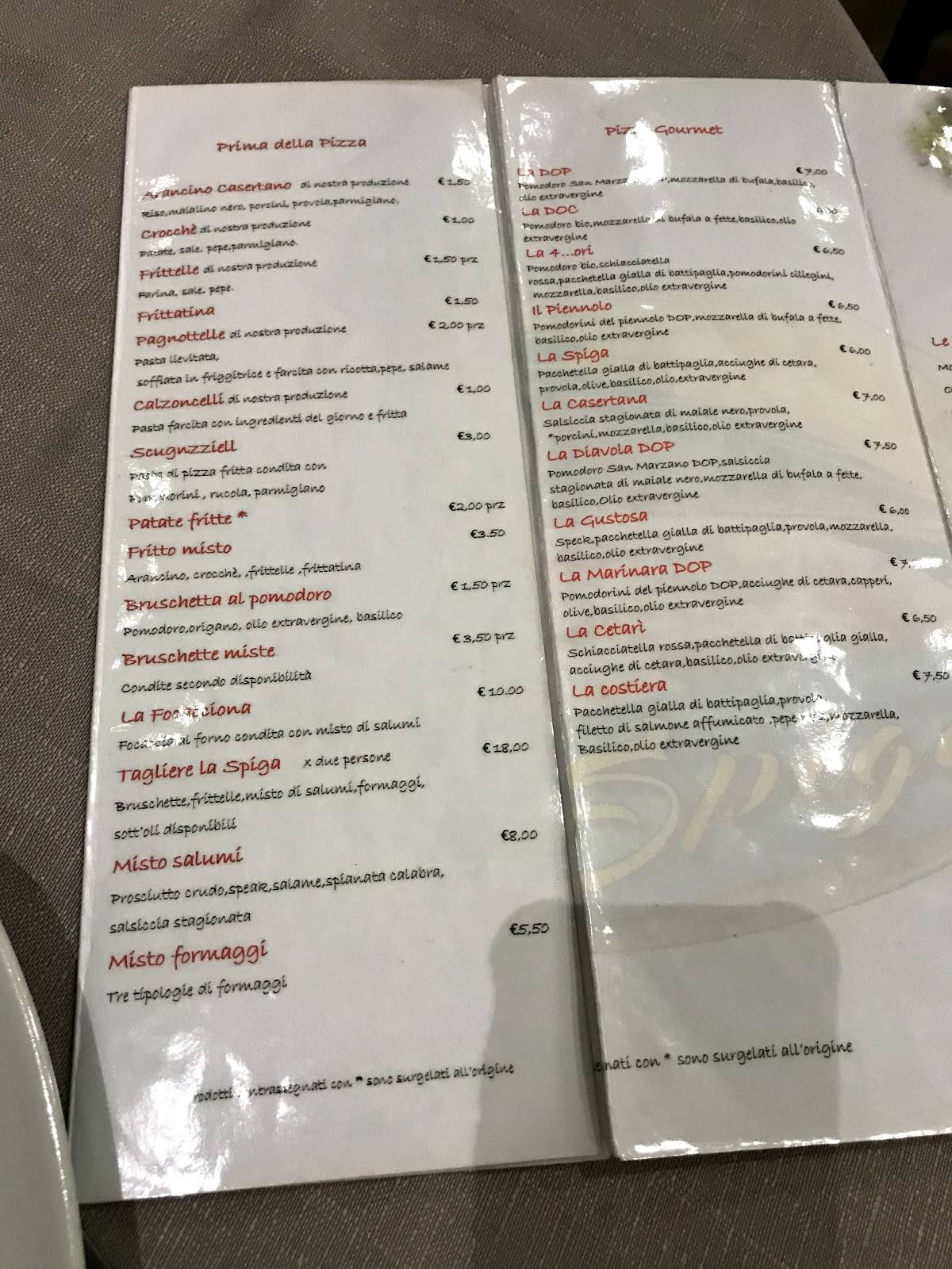 Menu di Pizzeria La Spiga 