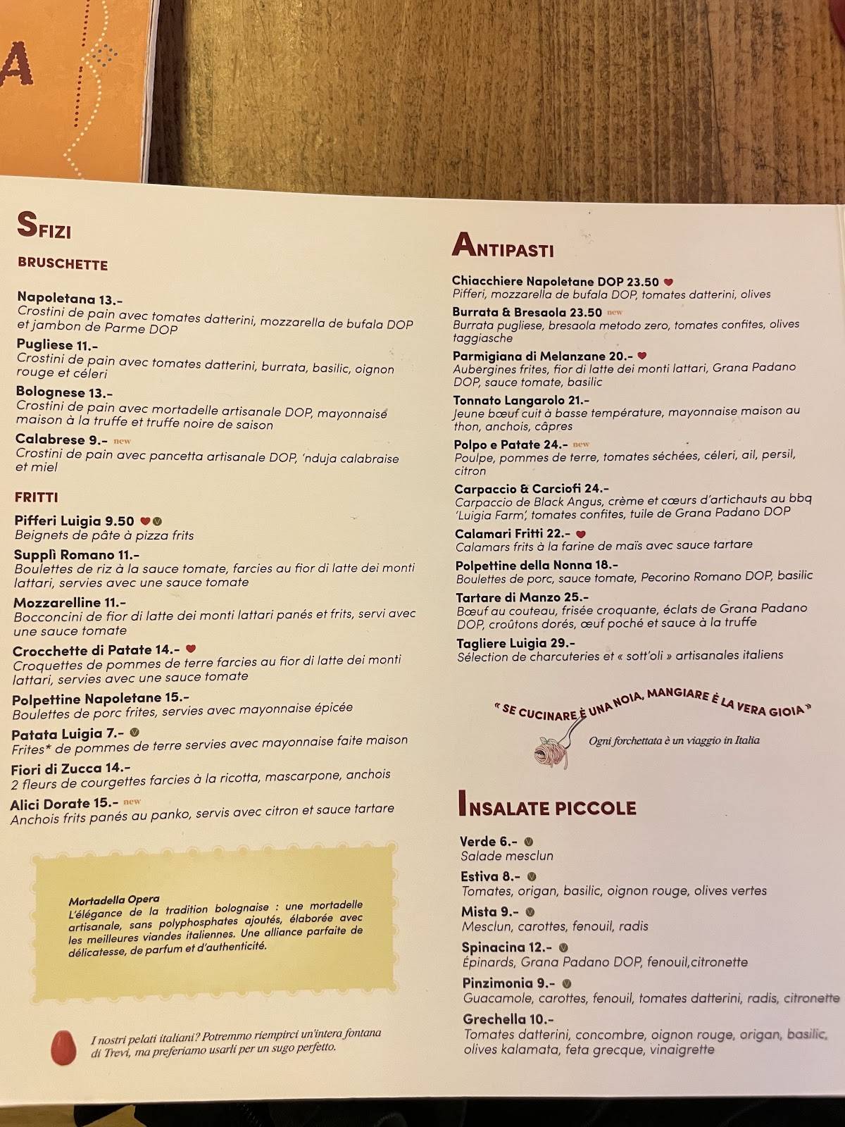 Menu di Luigia 