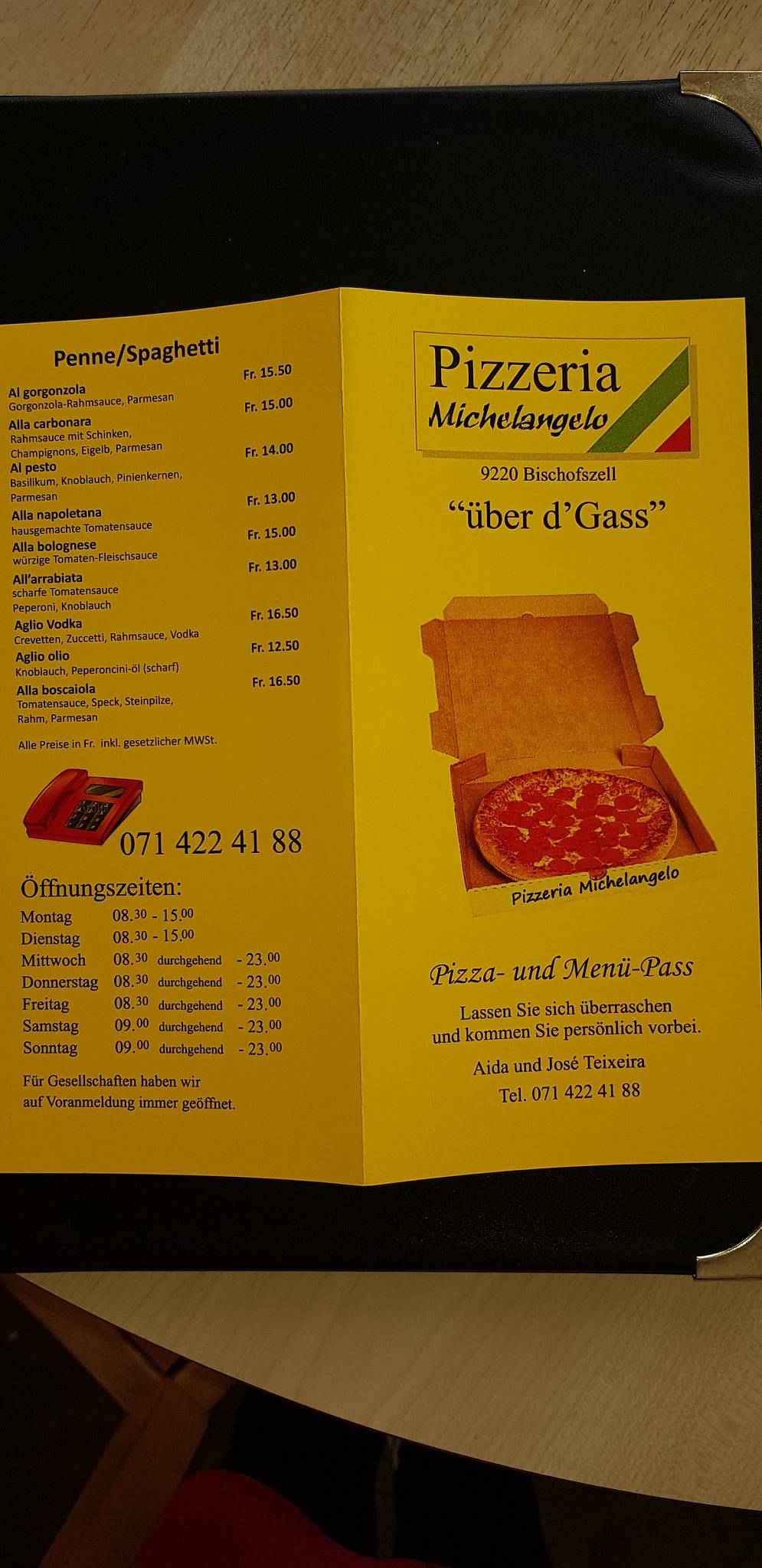 Menu di Pizzeria Michelangelo 