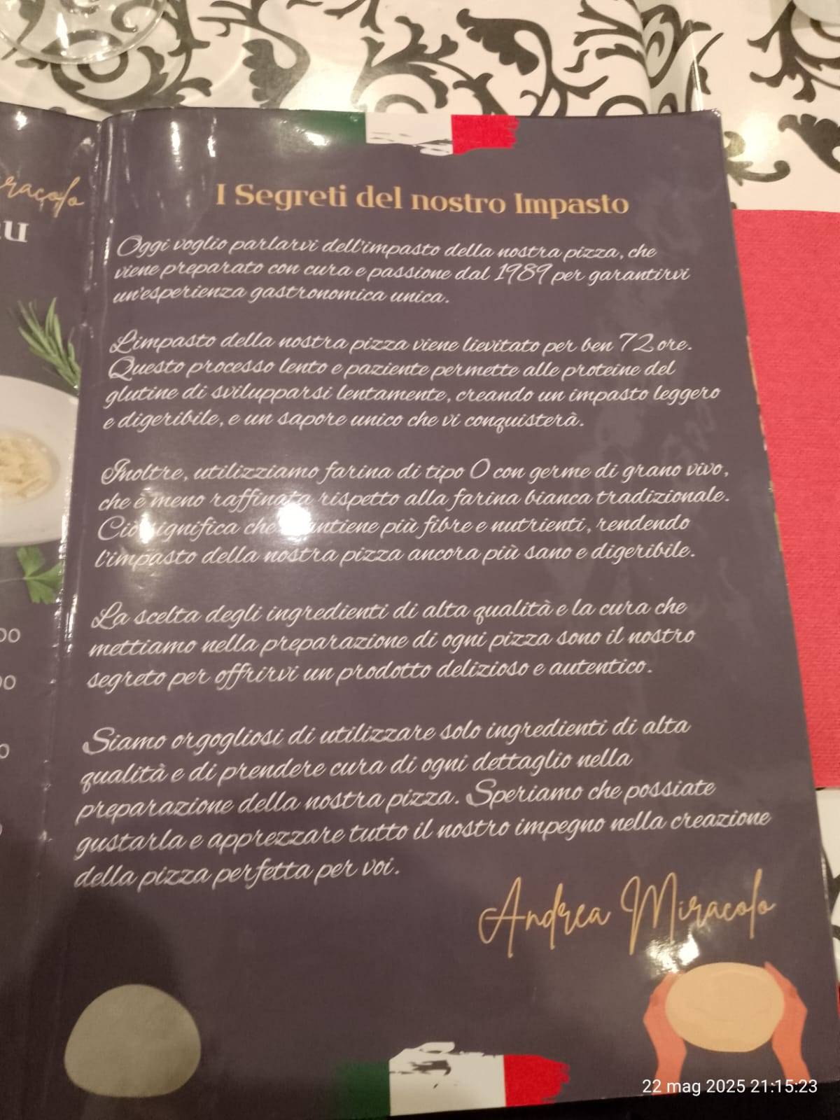 Menu di Pizzeria Miracolo da Andrea 