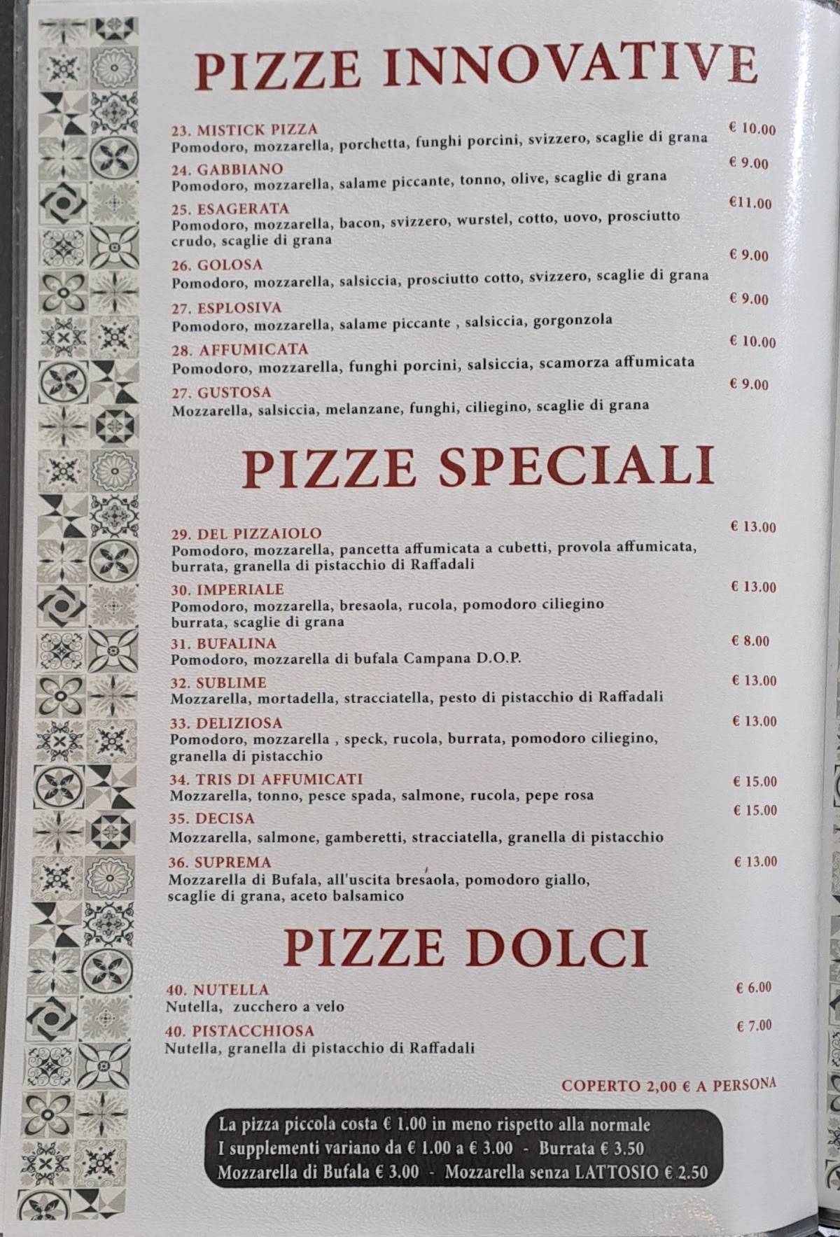Menu di Pizzeria Mistick Pizza2 
