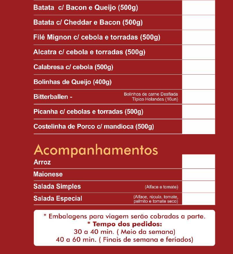 Pizzaria Holandês cardápio