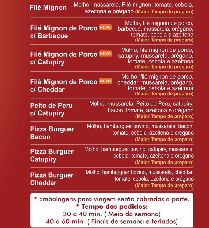Pizzaria Holandês cardápio