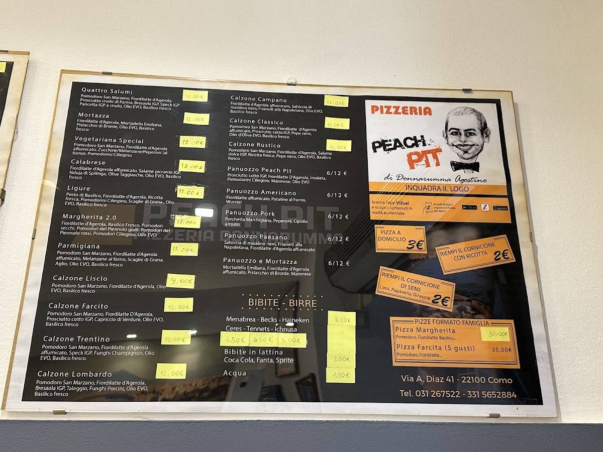 Menu di Peach Pit 