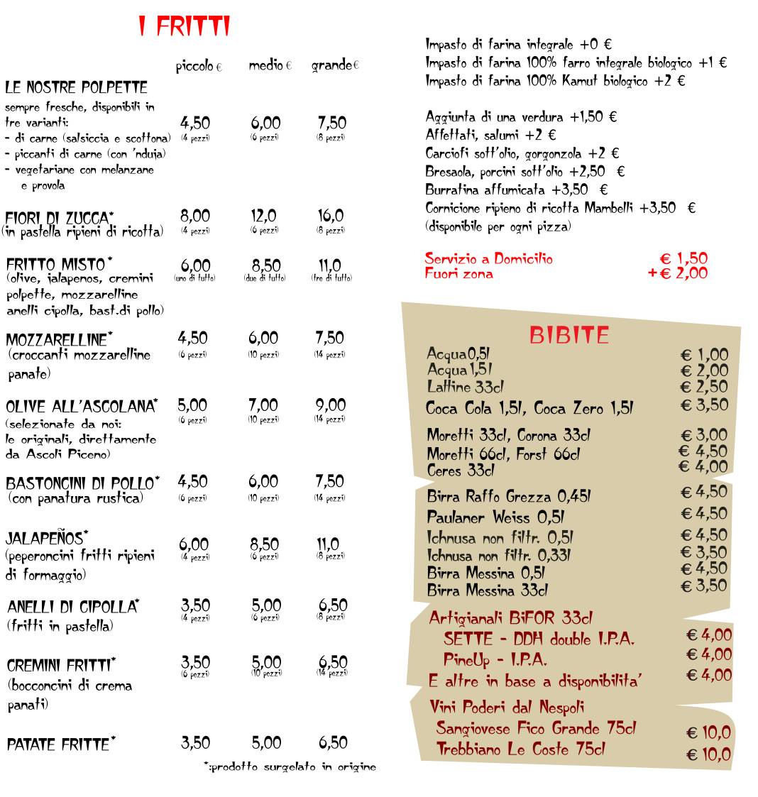 Menu di Pizzeria da Asporto Pizza Pirata 