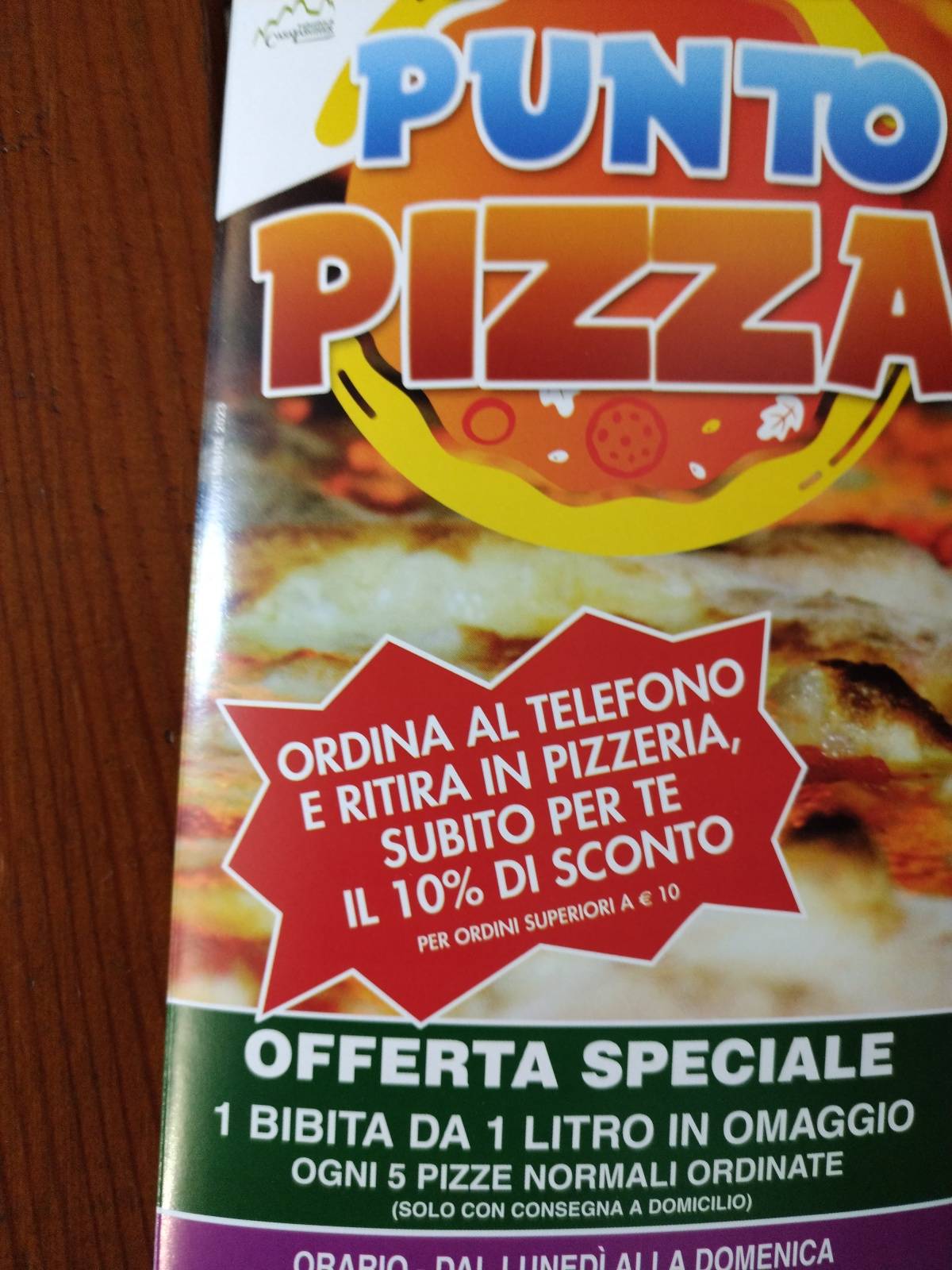 Menu di Punto Pizza 