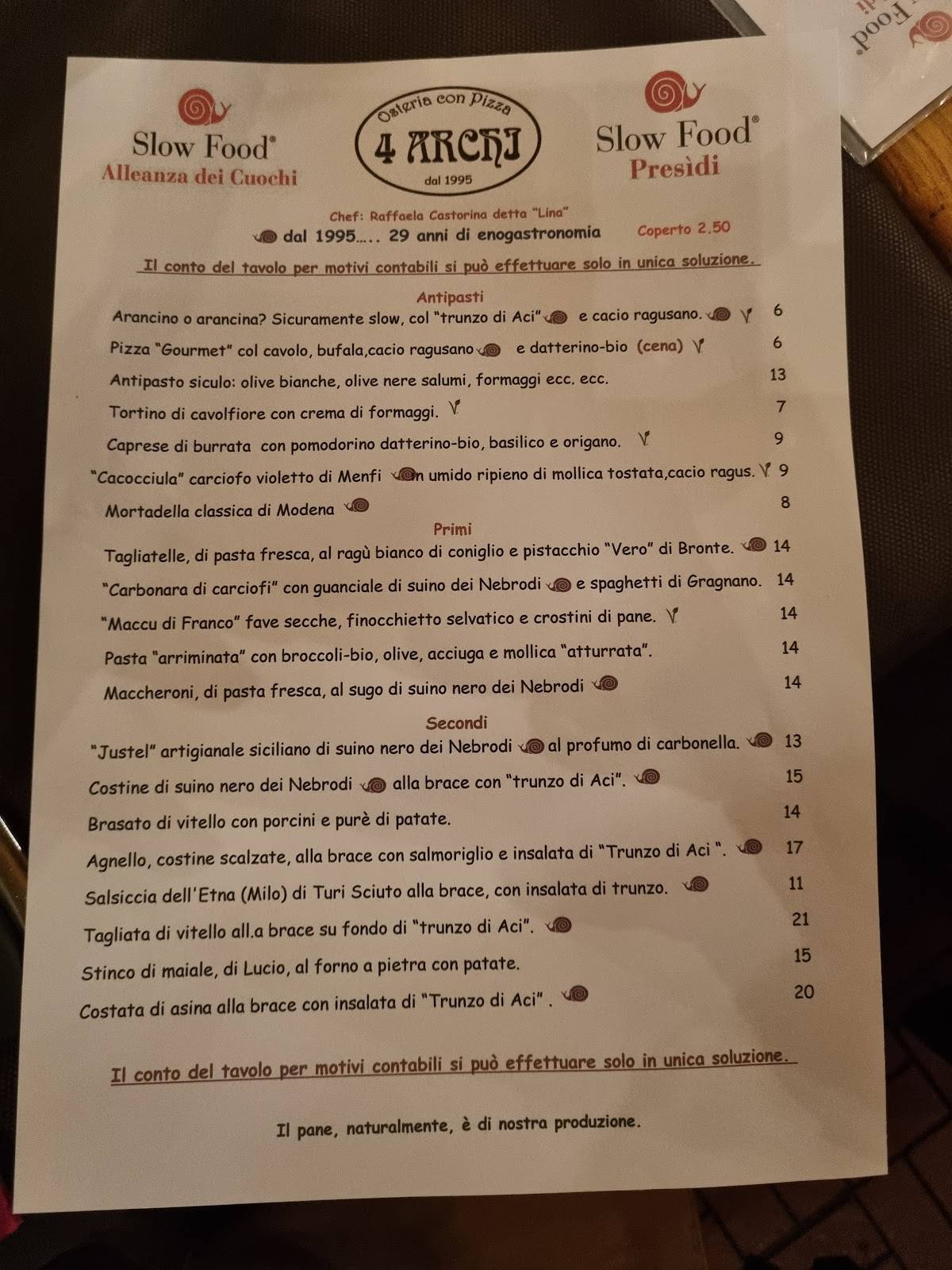 Menu di Quattro Archi Di Grasso Rosario 