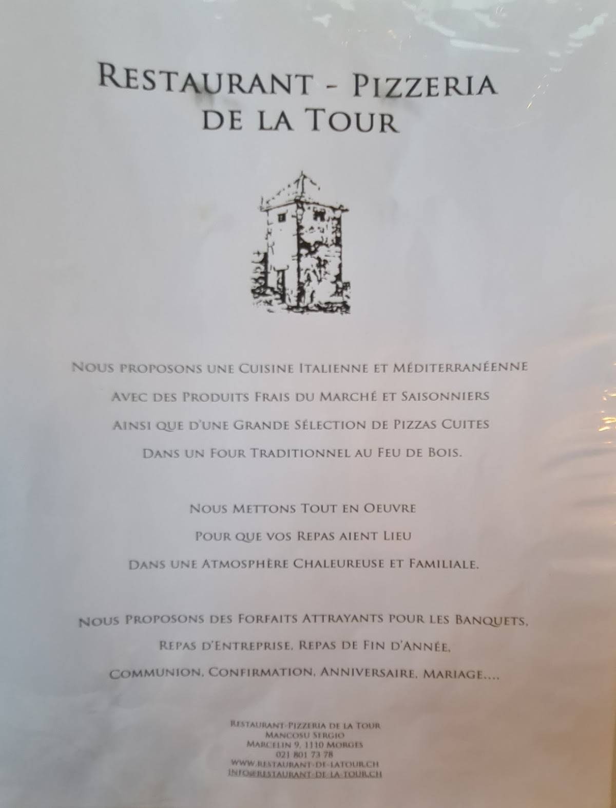 Menu di Restaurant de la Tour 