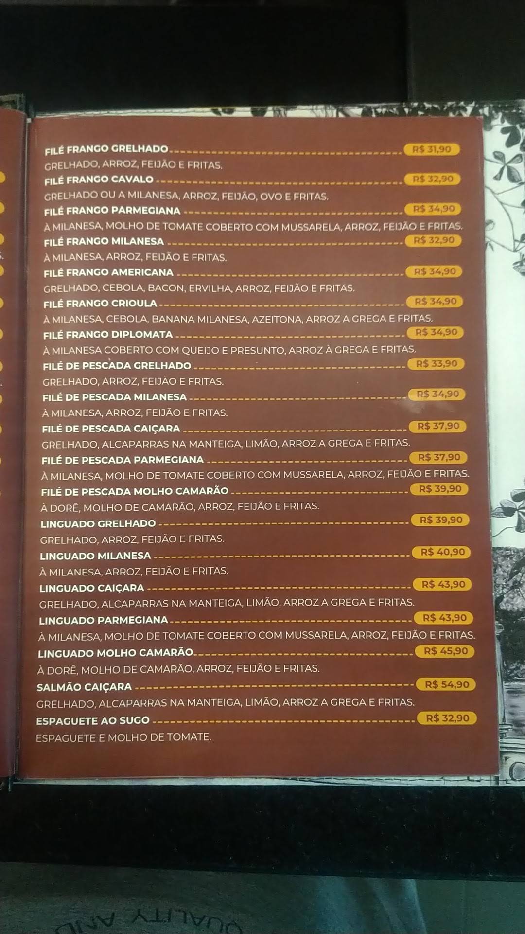 Restaurante e Pizzaria Caiçara cardápio