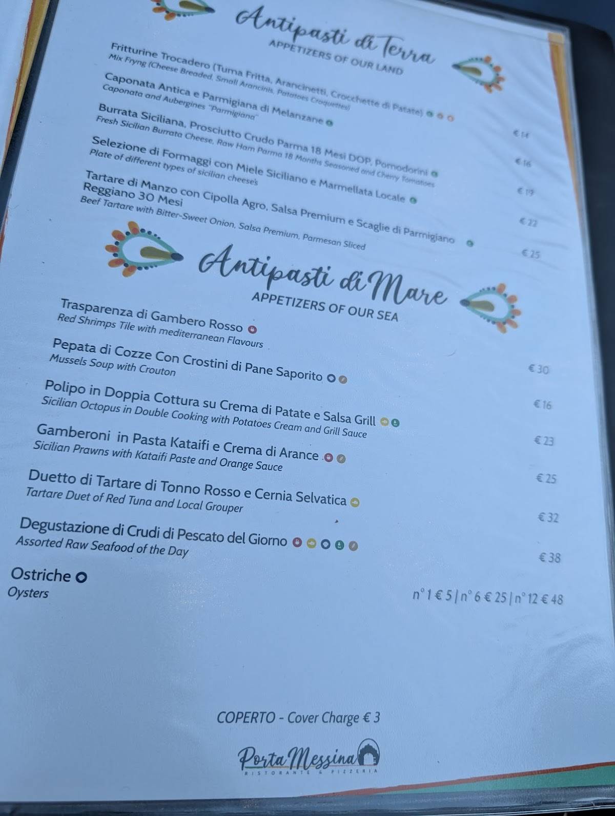 Menu di Ristorante Pizzeria Porta Messina 