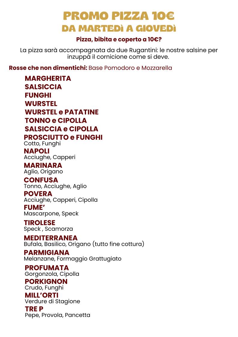 Menu di Pizzeria Rugantino 
