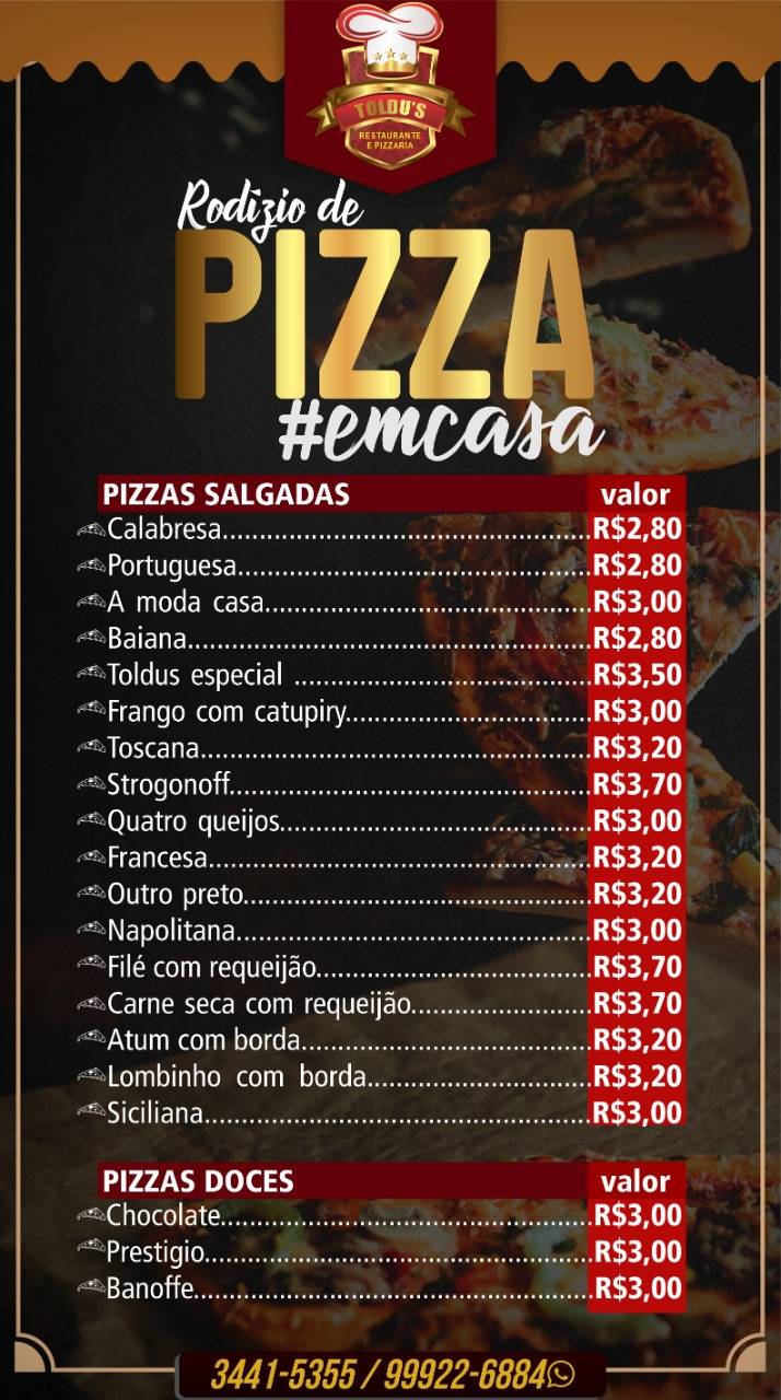 Toldu's Restaurante e Pizzaria cardápio