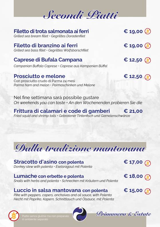 Menu di Pizzeria Trattoria Cygnus 