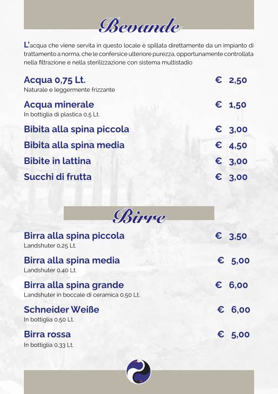 Menu di Pizzeria Trattoria Cygnus 