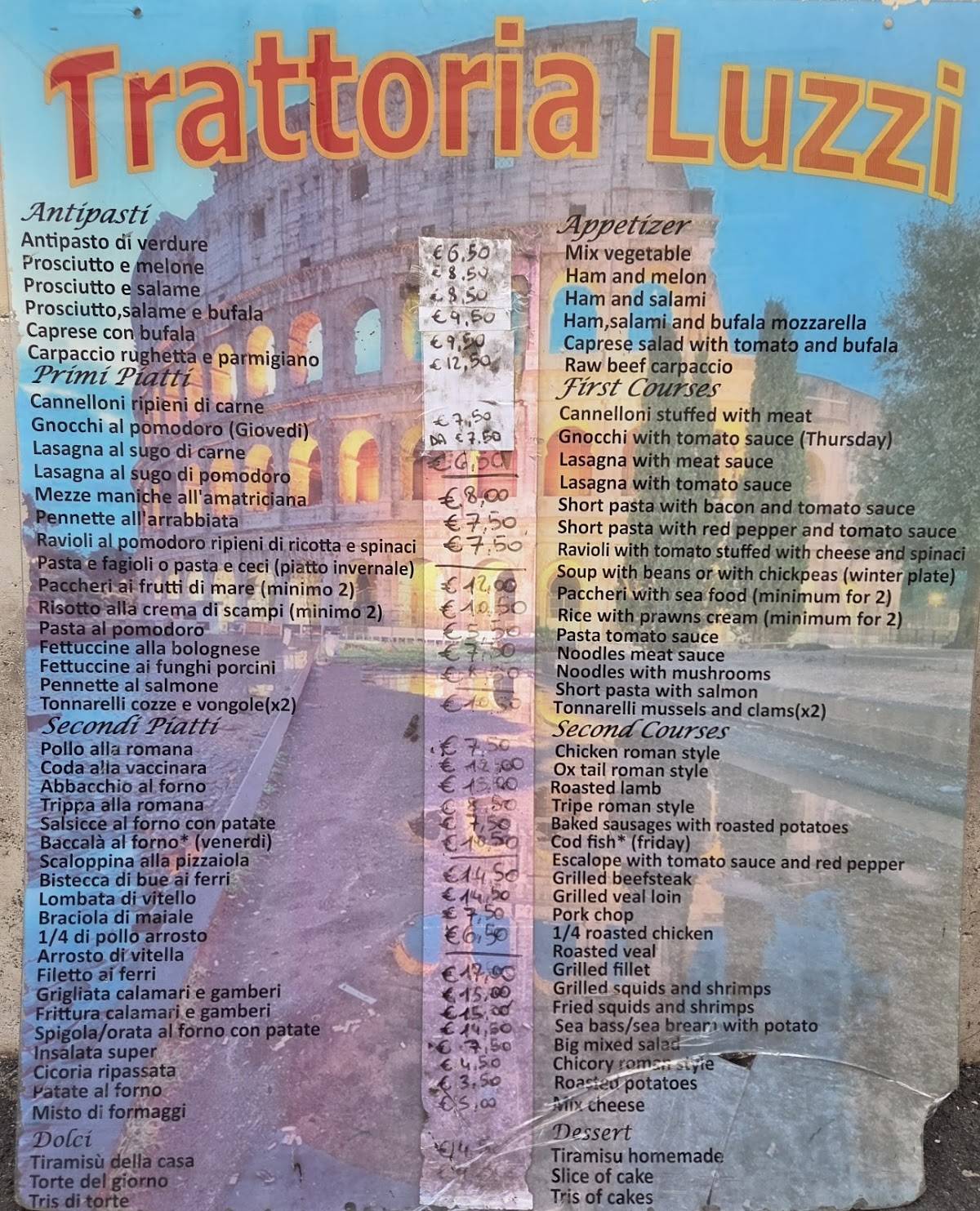 Menu di Trattoria Luzzi 
