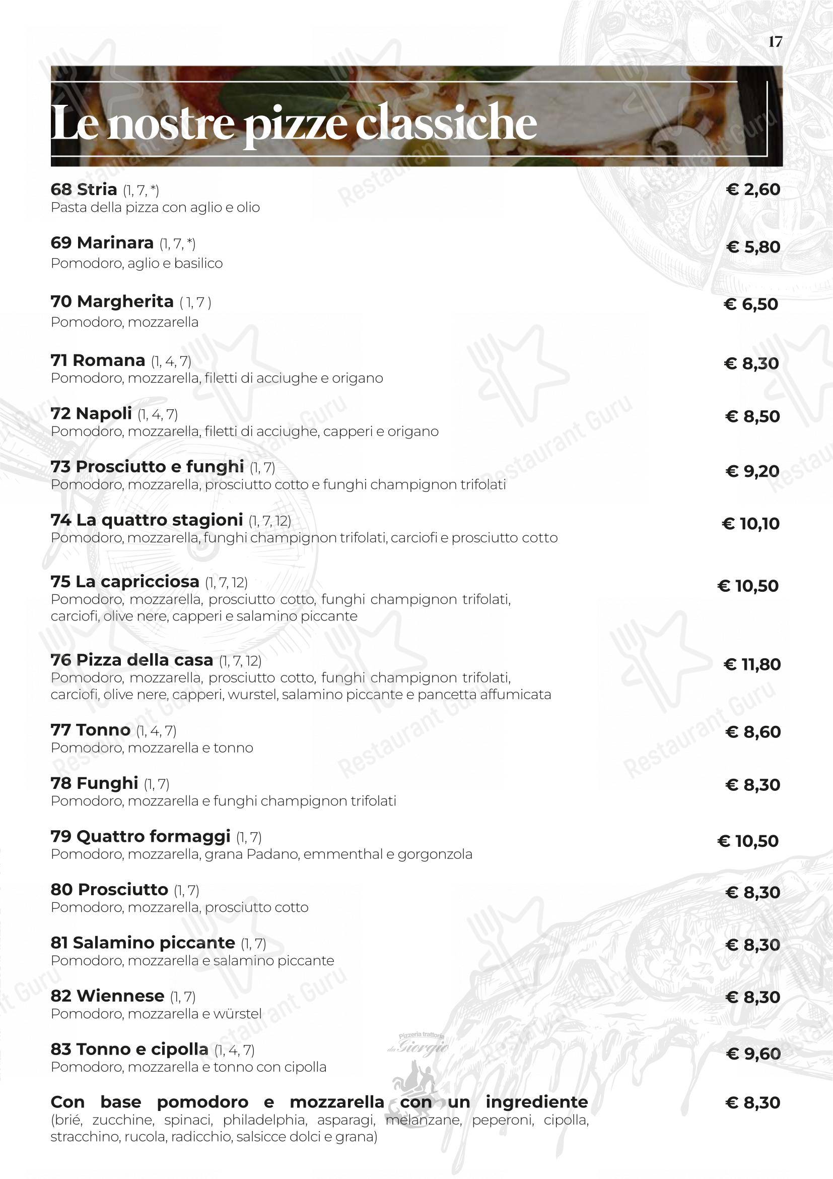 Menu di Pizzeria Trattoria da Giorgio - Menu