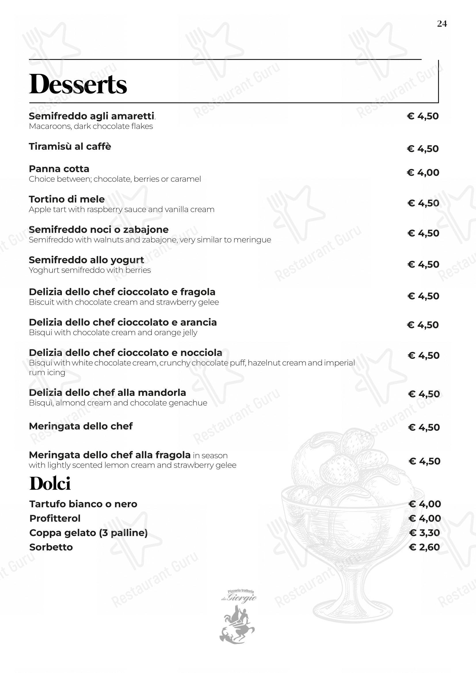 Menu bar per Pizzeria Trattoria da Giorgio in Roverbella